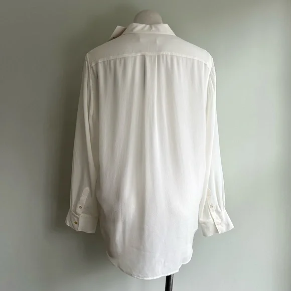 EVERLANE The Washable Clean Silk Two-Pocket Relaxed Shirt, Off-White 12 NWT